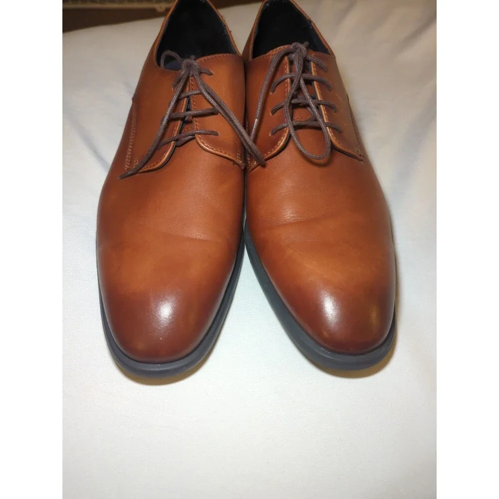 Men’s Nordstrom Brown Leather Derby Dress Shoes Size 10.5 Lace-Up Plain Toe